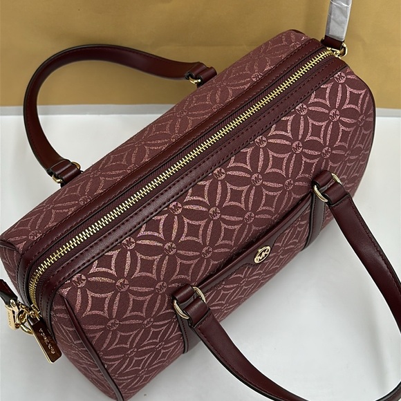 MICHAEL KORS JST TRAVEL MEDIUM DUFFLE SATCHEL SHOULDER CROSSBODY BAG MK OXBLOOD - Picture 9 of 15